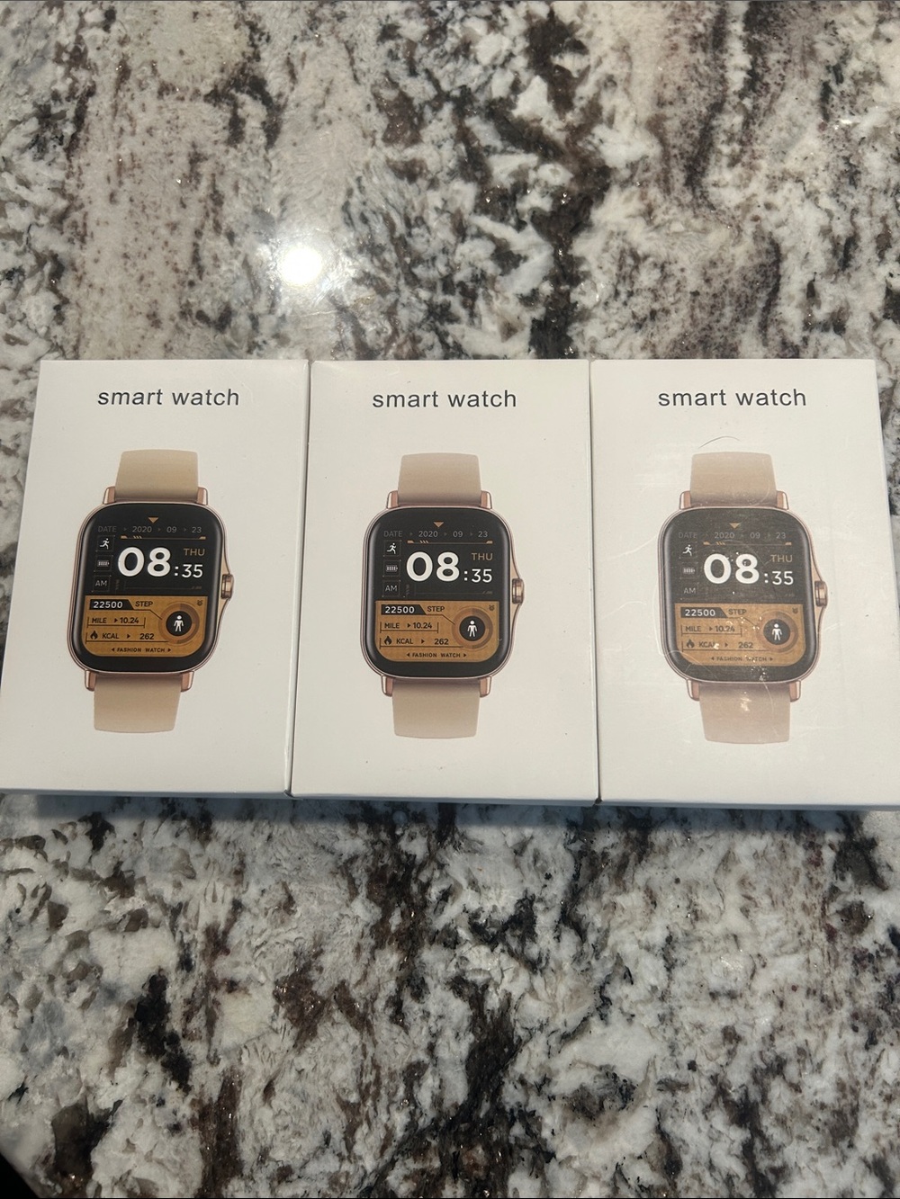 Premium Smartwatch with Rose Gold Case and Beige Band